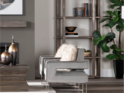 Contemporary Plush  Arm Accent Chair, Medium Grey