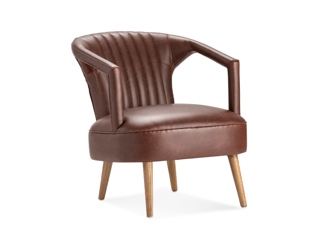 Opulence Faux Leather Arm Accent Chair, Brown