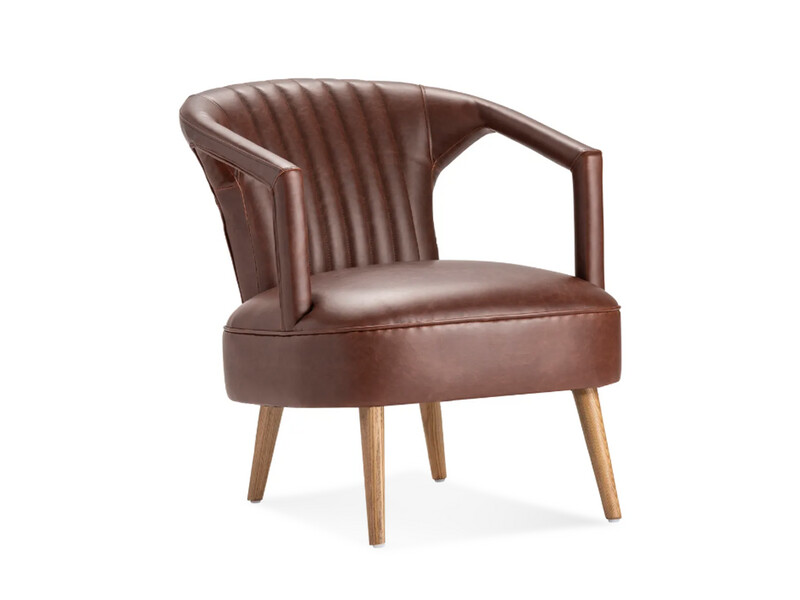 Opulence Faux Leather Arm Accent Chair, Brown
