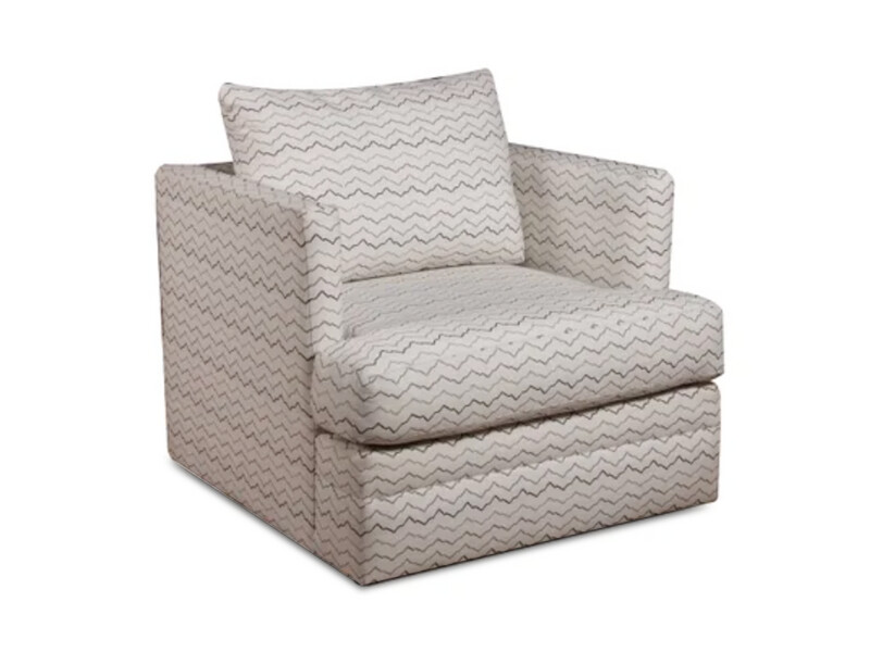 Wave Pattern Upholstered Swivel Armchair, Grey &amp; Beige