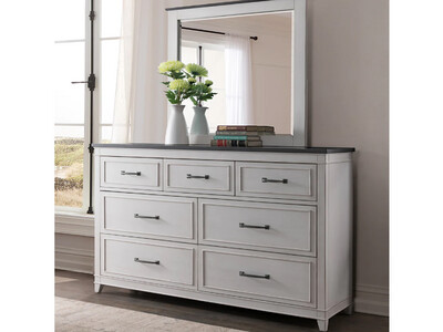 Exquisite Coastal 5-Piece Bedroom King or Queen Set, Grey and White