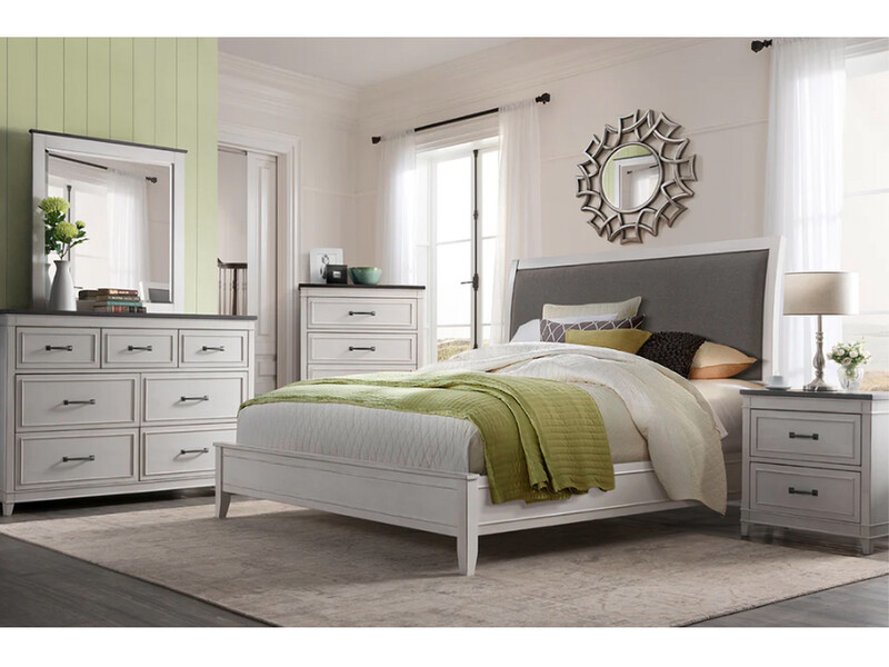 Exquisite Coastal 7-Drawer Dresser, Grey and White