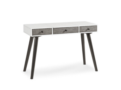 Mid-Century 2-Drawer Vanity/Desk, White, Grey and Black