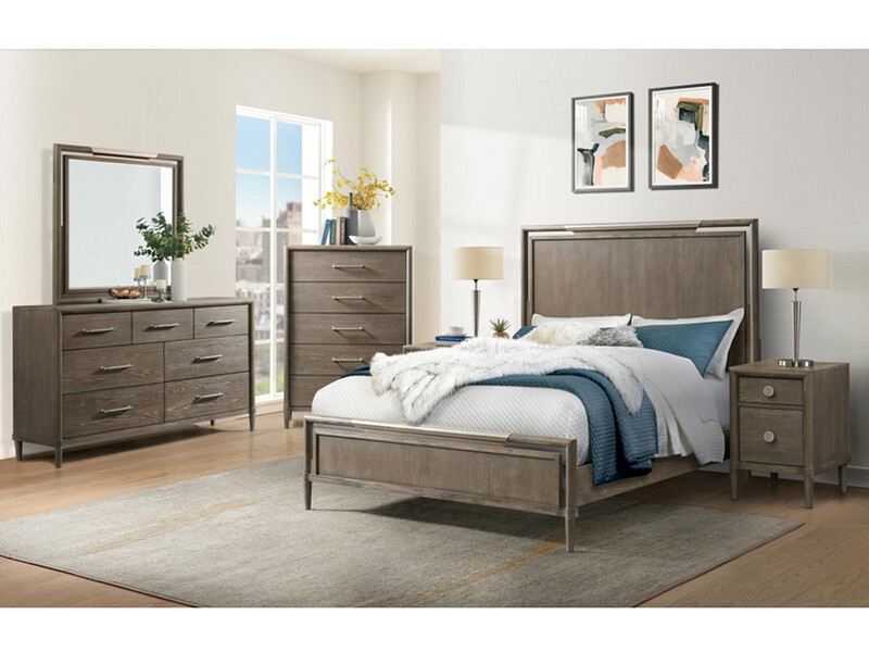 Brushed Nickel, 5-Drawer Chest Wood and Metal