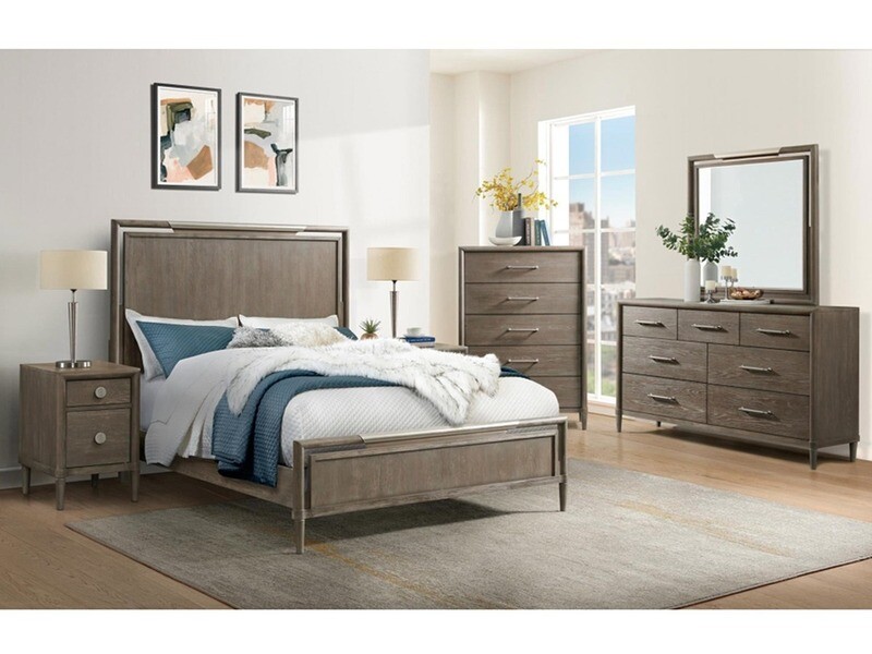 Brushed Nickel 7-Drawer Dresser, Wood and Metal