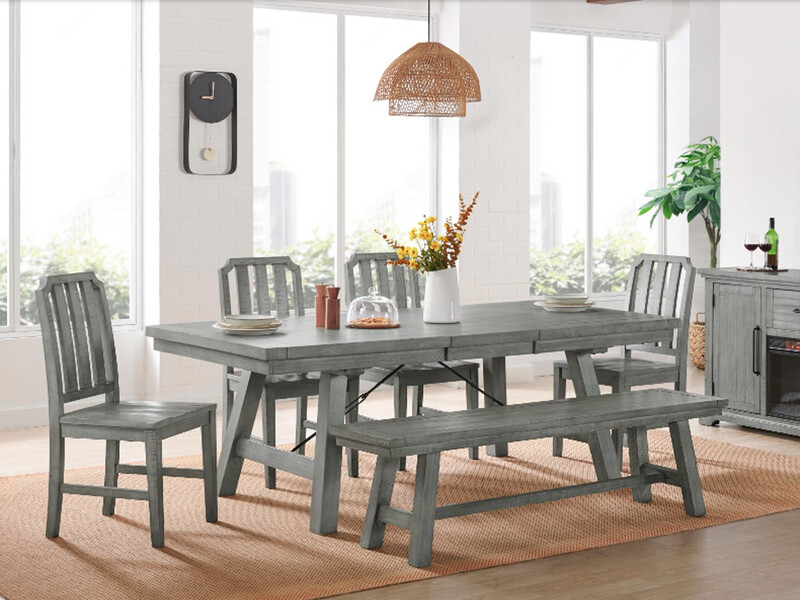 6 pc Landscape Dining Room Set, Grey Stained