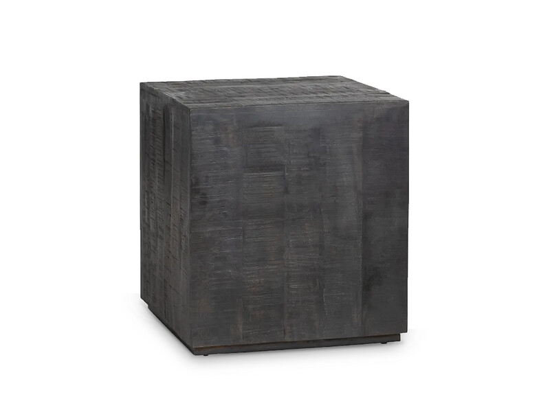 Cubic Mango Wood End Table, Dark Brown Finish