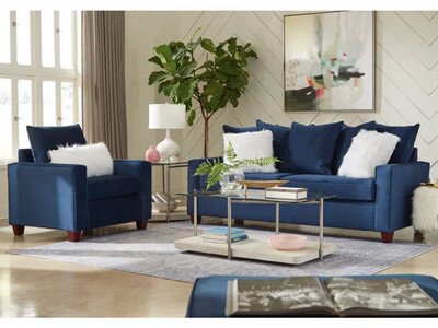 Indigo Living Room Sofa Set, Blue