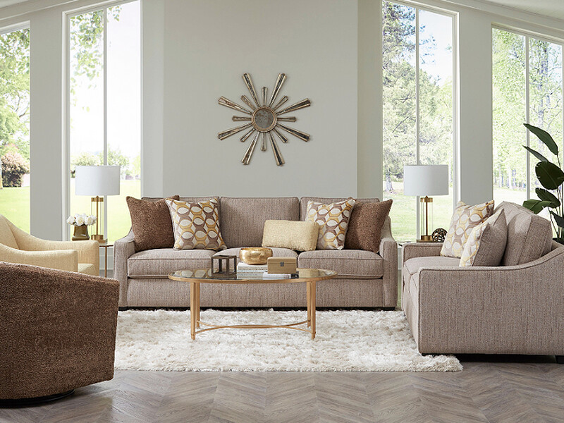 Maple Sofa, Loveseat Set, Dark Natural Beige