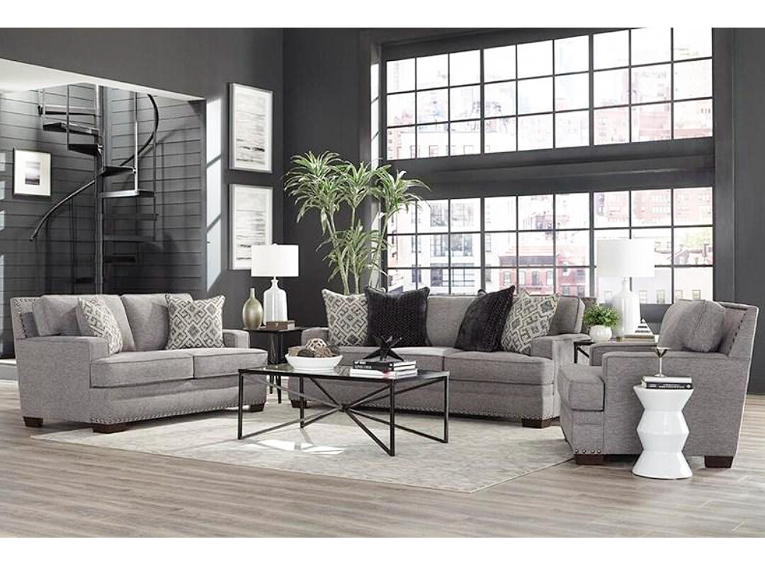 Nailhead Sofa, Gray