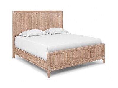 Natural Oak Wood Panel King Bed