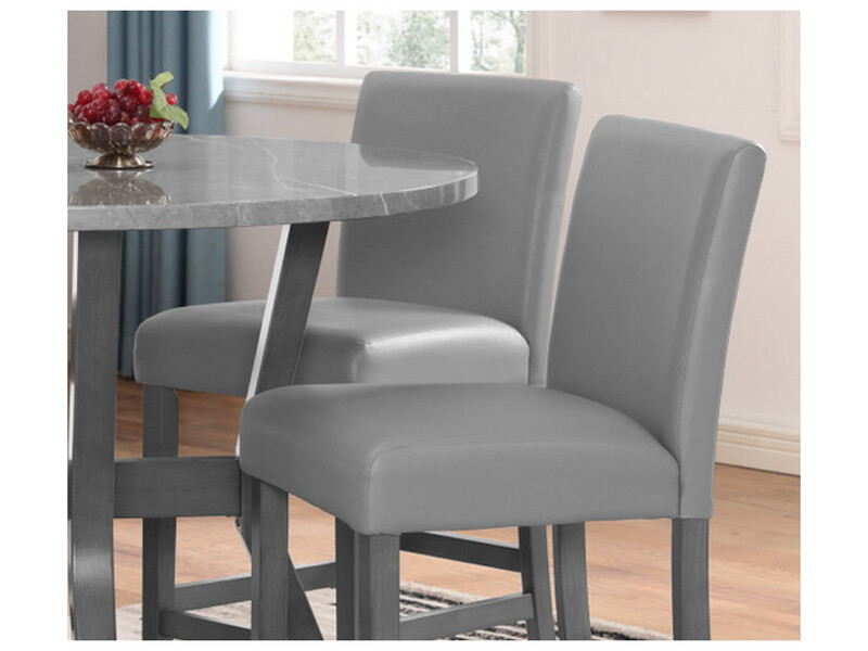 5 pc Glitter Counter Height Dining Set, Grey Upholstery