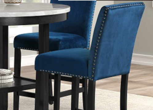 5 pc Counter Height Dining Set, Blue Upholstery
