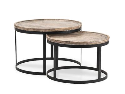 Round Rustic Wooden Nesting Cocktail/Coffee Tables