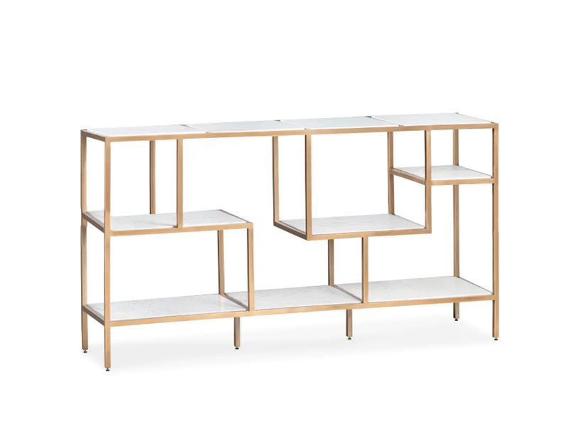 Modern Shelved Console Tables, Gold