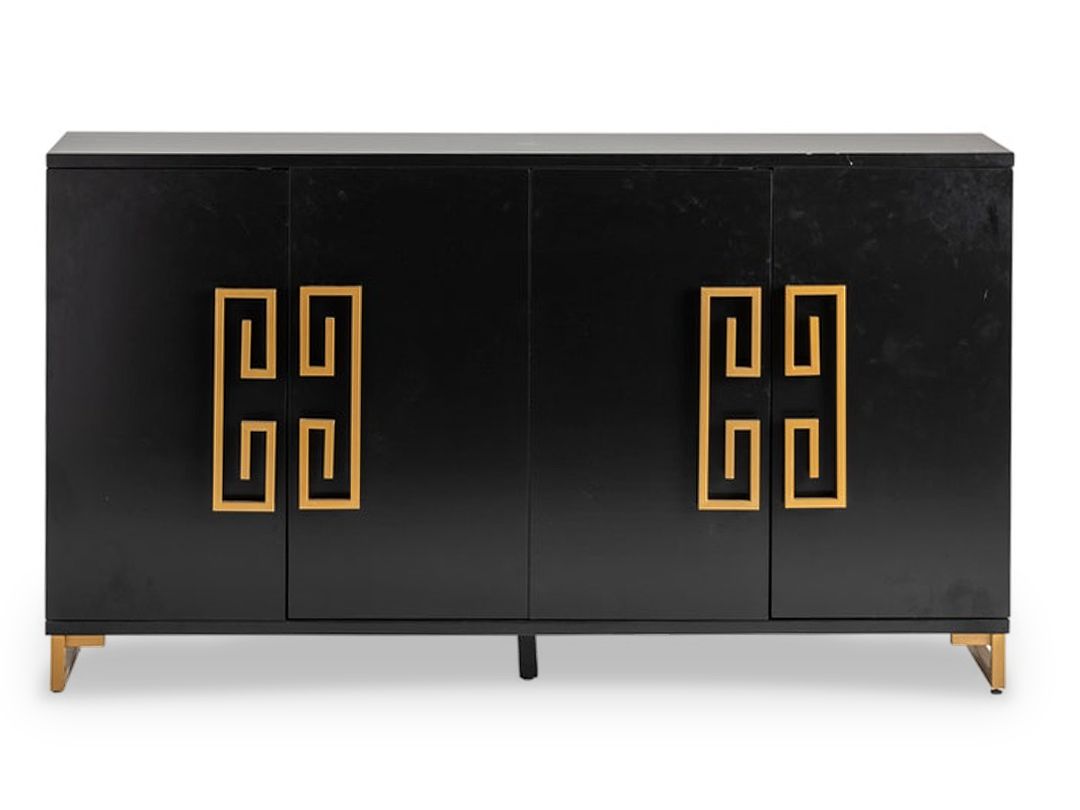 4 Door Sideboard/TV/Entertainment Stand/Console, Black &amp; Gold