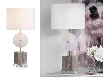 Crystal Table Lamp, Marble Base
