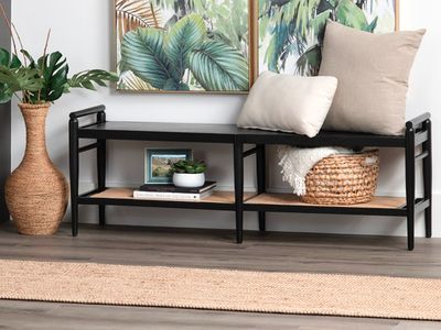 Rattan Black Bench