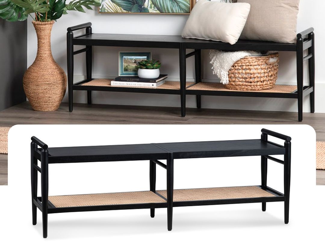 Rattan Black Bench
