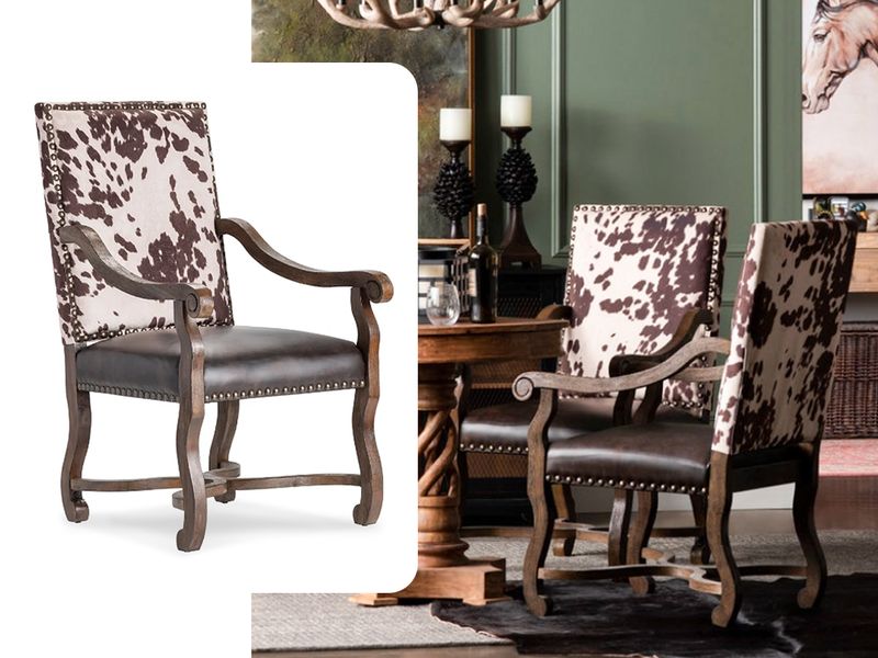Wood Ranch Leather Accent Chair, Brown &amp; Beige