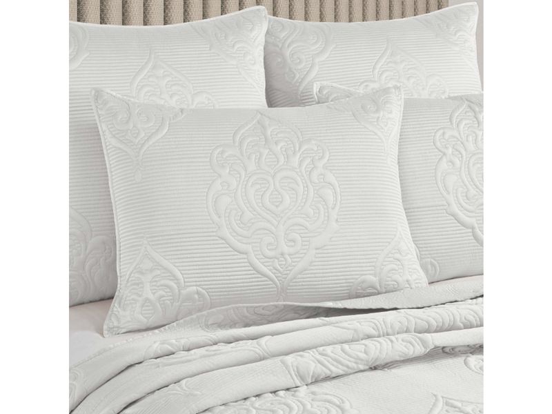 Floral Design King Quilt/Coverlet Set, White