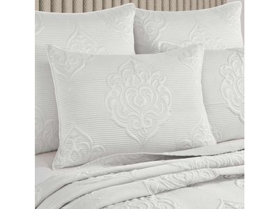Floral Design King Quilt/Coverlet Set, White