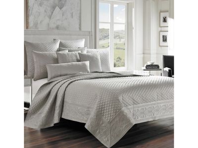 Queen/King Quilt/Coverlet Set: White, Silver, Gold, Taupe, Pearl