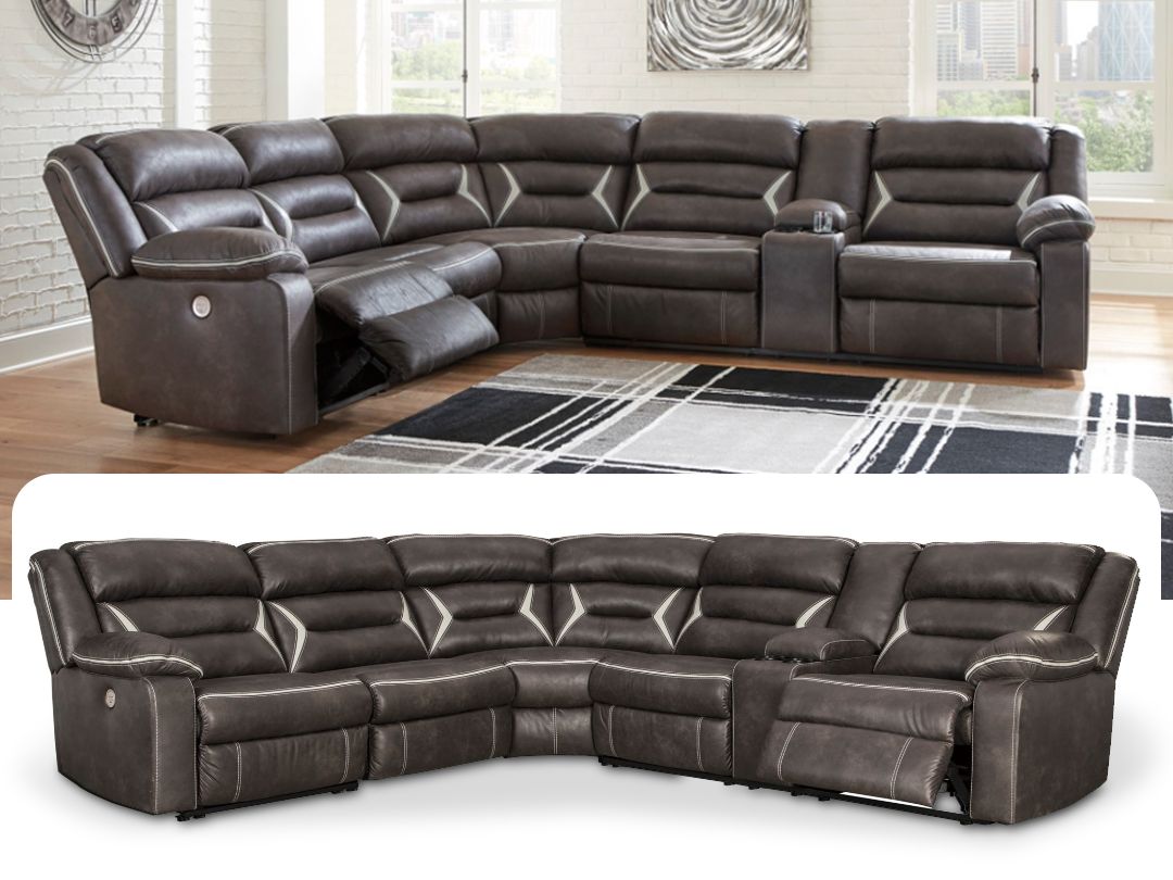 USB Power Sectional, Brow &amp; Beige