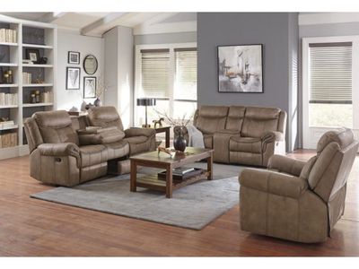 3-piece USB Mocha Reclining Living Room Set