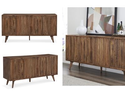 4 Door, Mid-Century Wooden Modern TV/Entertainment Stand