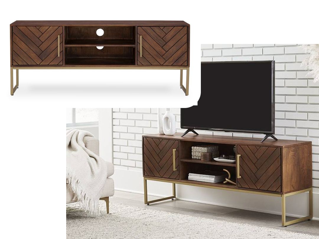 2 Door Low Profile Sideboard/TV/Entertainment Stand/Console, Fruitwood
