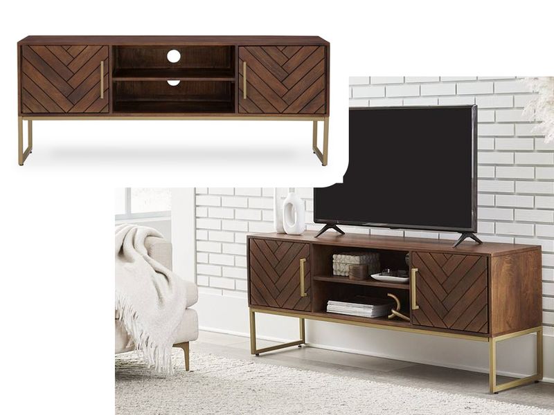 2 Door Low Profile Sideboard/TV/Entertainment Stand/Console, Fruitwood