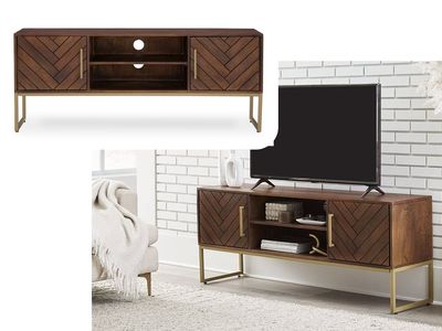 2 Door Low Profile Sideboard/TV/Entertainment Stand/Console, Fruitwood