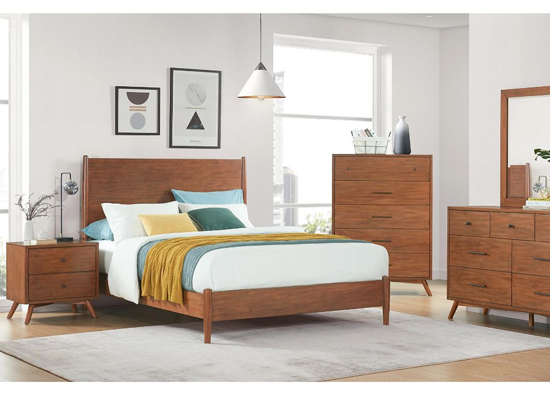 Cinnamon Mid-Century Modern King Bedroom Set