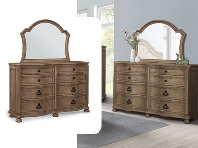 English Dovetail Dresser w/Mirror Brown