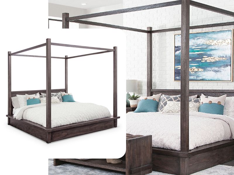 Exquisite King Canopy Bed, Wood