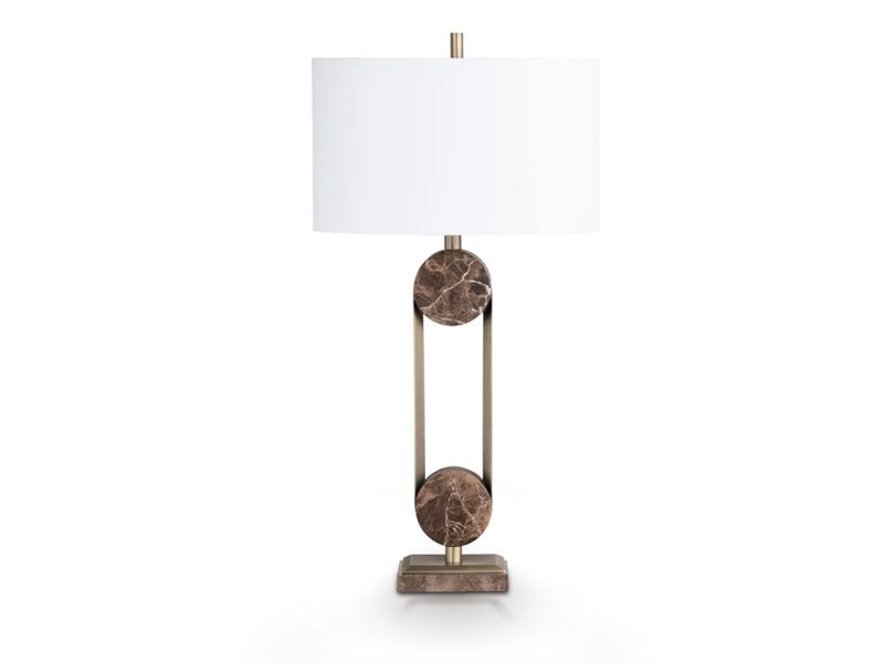 Twin Pulls Brass Marble Table Lamp