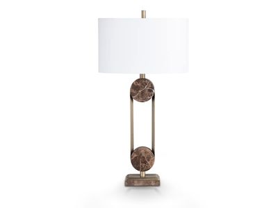 Twin Pulls Brass Marble Table Lamp
