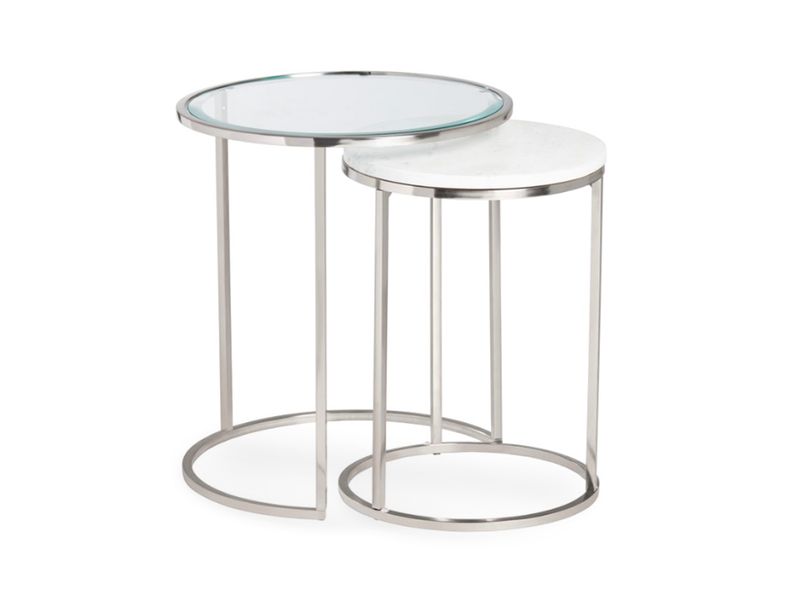 Sleek Round Silver-Nested Accent Table