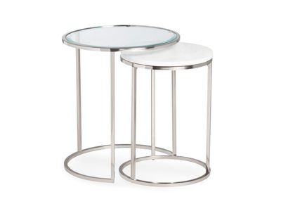 Sleek Round Silver-Nested Accent Table