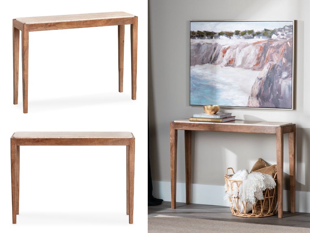 Marble Inlay Top, Wooden Desk/Console Table