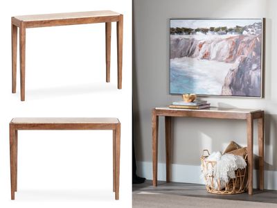 Marble Inlay Top, Wooden Desk/Console Table Marble Inlay Top, Wooden Desk/Console Table