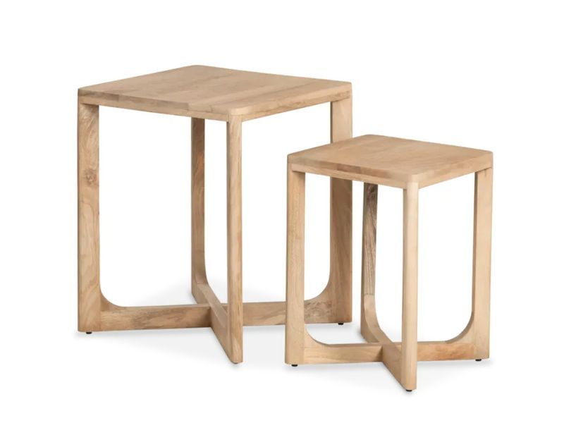 Square End Nested Accent Tables, Natural Wood
