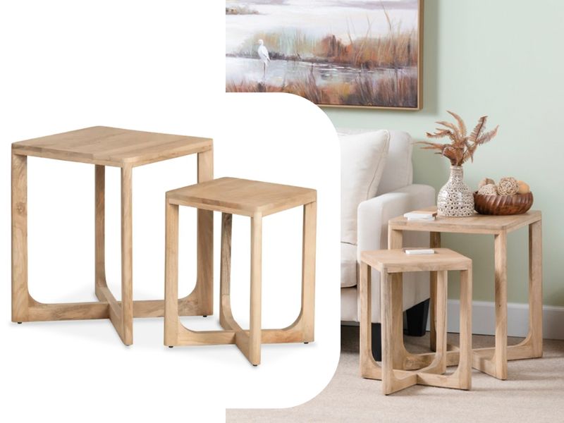 Square End Nested Accent Tables, Natural Wood