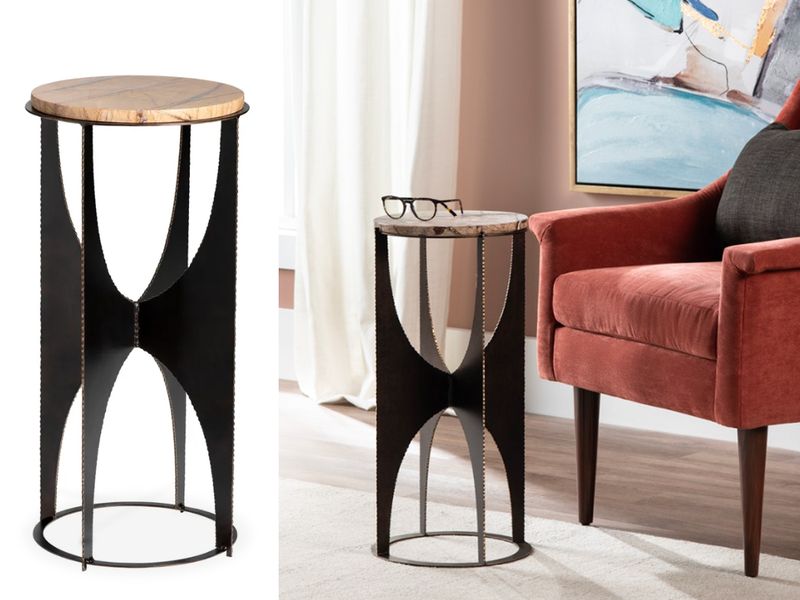H Shaped Circular Accent Table