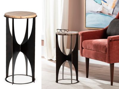 H Shaped Circular Accent Table