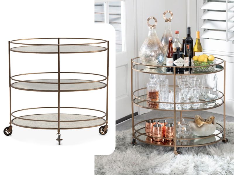 Meta Oval Bar Cart, Gold-Tone