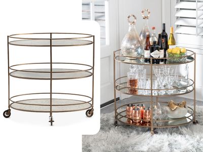 Meta Oval Bar Cart, Gold-Tone Meta Oval Bar Cart, Gold-Tone