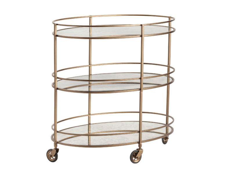 Meta Oval Bar Cart, Gold-Tone