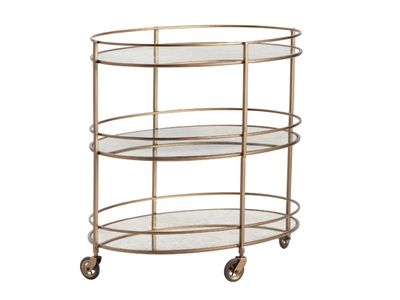 Meta Oval Bar Cart, Gold-Tone